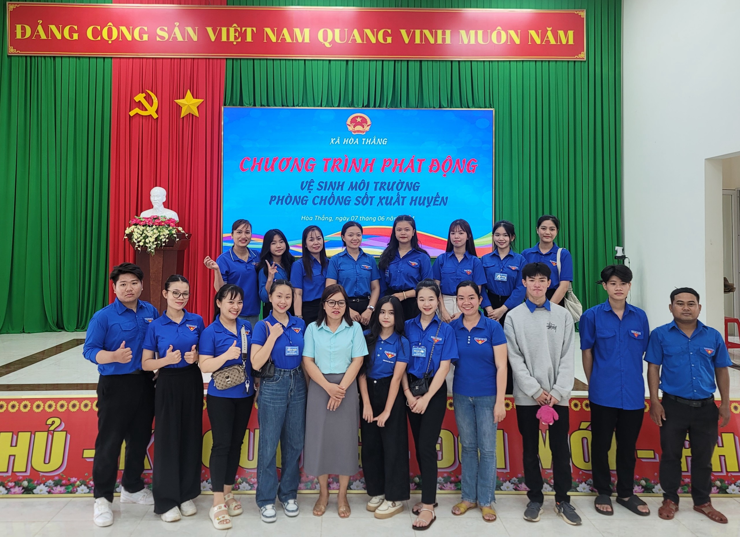 UBND xã Hòa Thắng tổ chức Chương trình phát động chiến dịch "Vệ sinh môi trường, phòng chống sốt xuất huyết" năm 2024